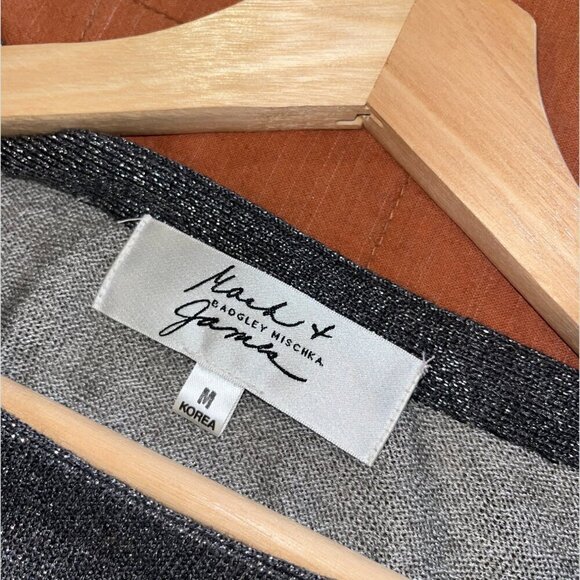 Badgley Mischka Gray & Black Long Sleeve Sparkle Bodycon Dress Women’s Size M - Picture 8 of 9